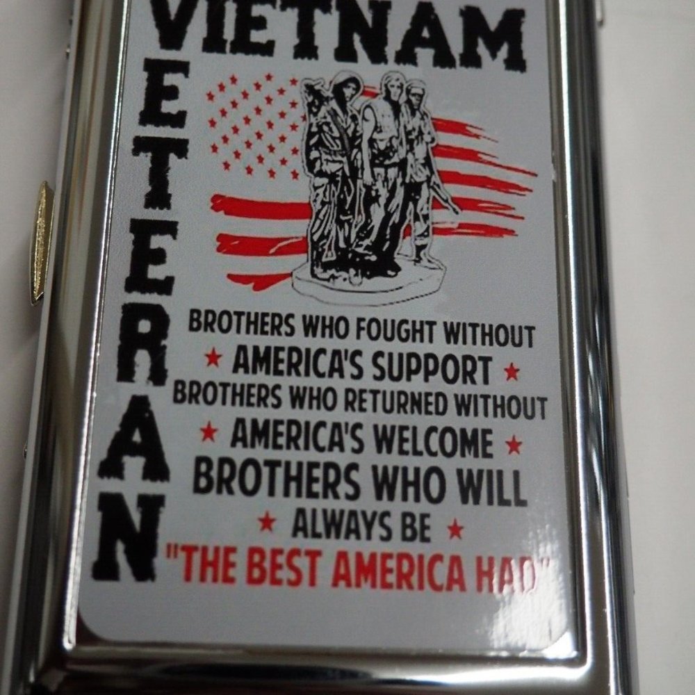 Cool Vietnam Veteran Cigarette Case With Built In Butane Lighter